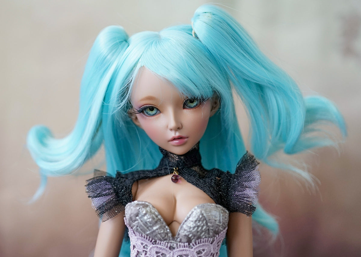 Custom doll Wig for Minifee Dolls- "TAN CAPS" 6-7" head size of Bjd, msd, Boneka ,Fairyland Minifee dolls anime limited Removable pony 2in1