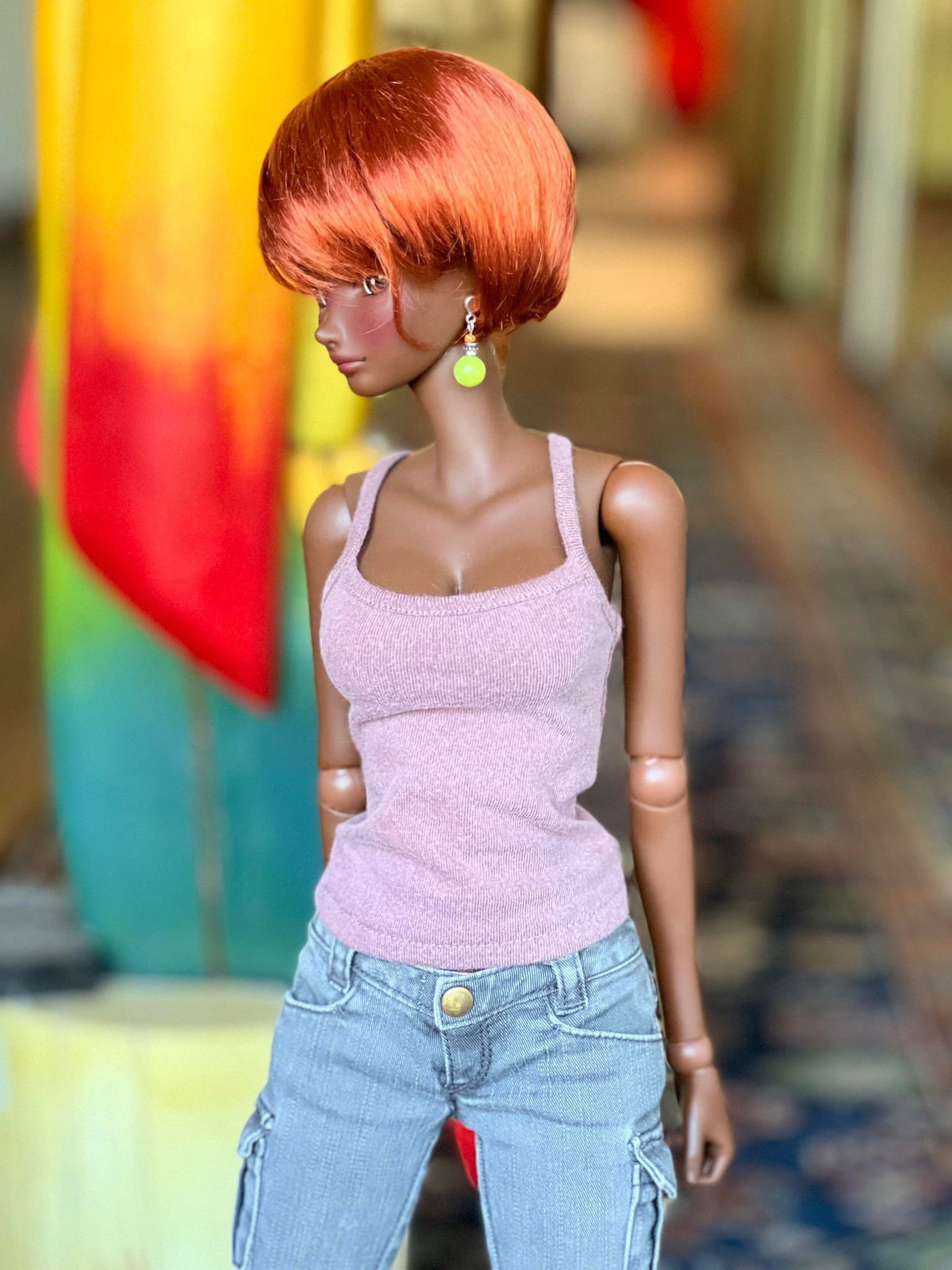Custom doll Wig for Smart Dolls- Heat Safe - Tangle Resistant- 8" head size of Bjd, SD, Dollfie Dream dolls red Vegan Mohair