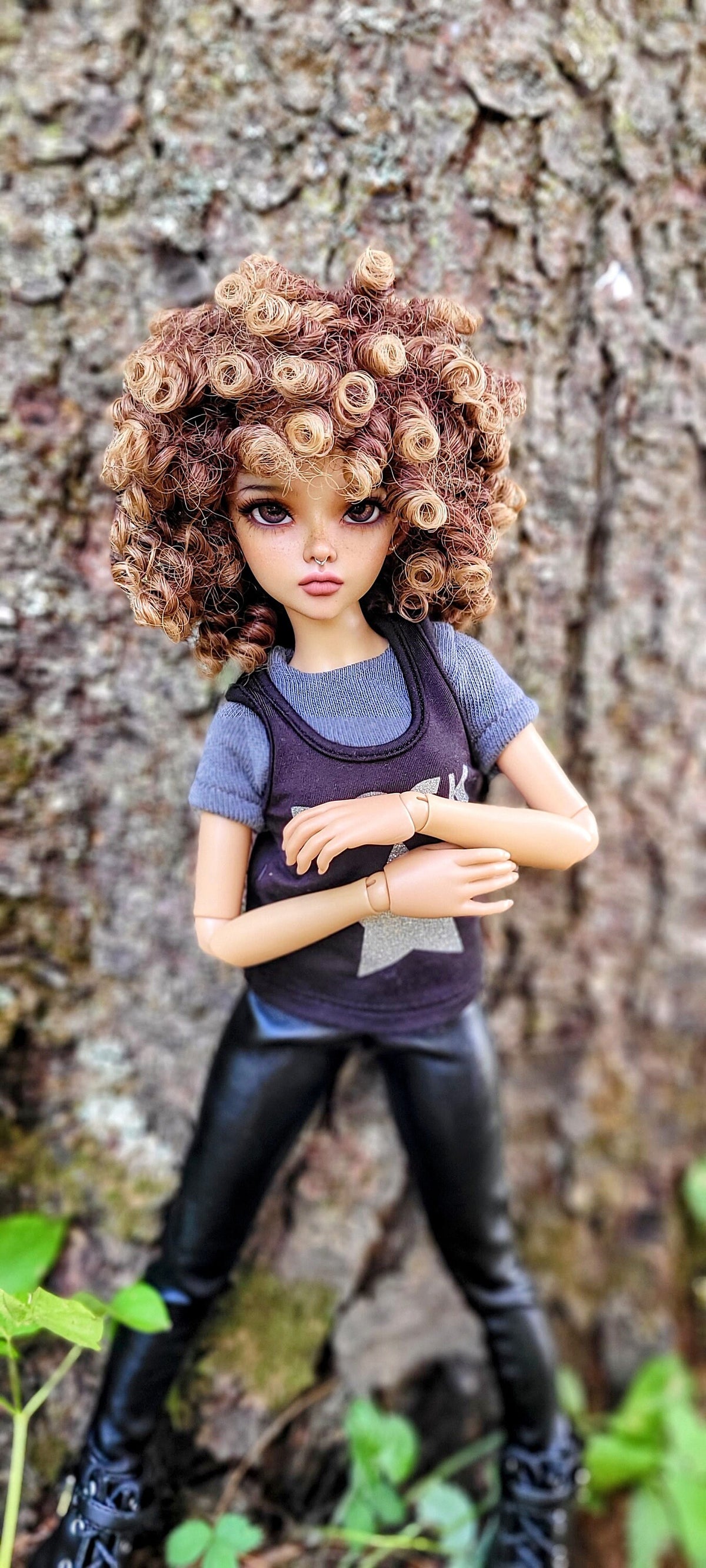 Custom doll Wig for Minifee 1/4 BJD Dolls- "Tan CAPS" 6-7" head size of Bjd, msd, Boneka ,Fairyland Minifee dolls Boho Curls  Ombre