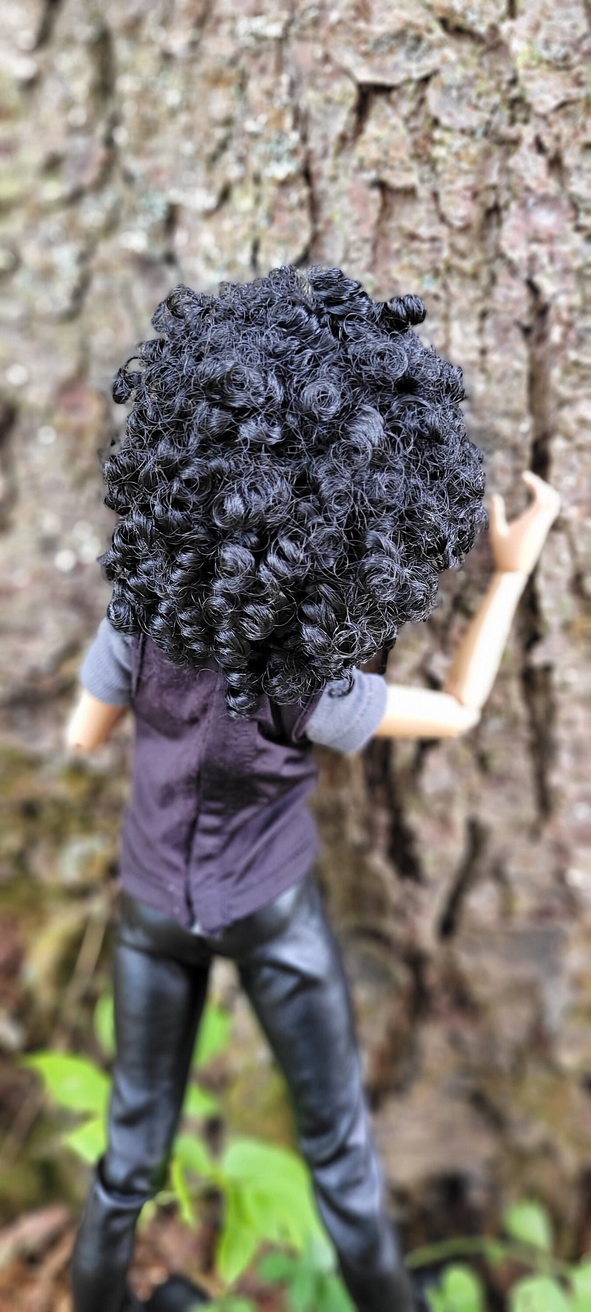 Zazou Custom doll Wig for Minifee 1/4 BJD Dolls- 6-7" head size of Bjd, msd, Boneka ,Fairyland Minifee dolls Curls Black