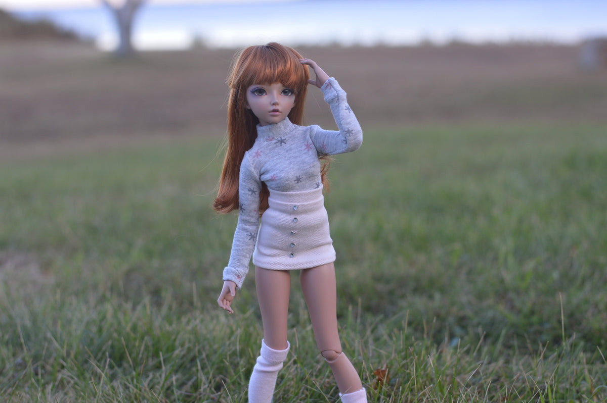 Custom doll Wig for Minifee 1/4 Bjd Dolls- "TAN CAPS" 6-7" head size of Bjd, msd, Boneka ,Fairyland Minifee dolls mohair red