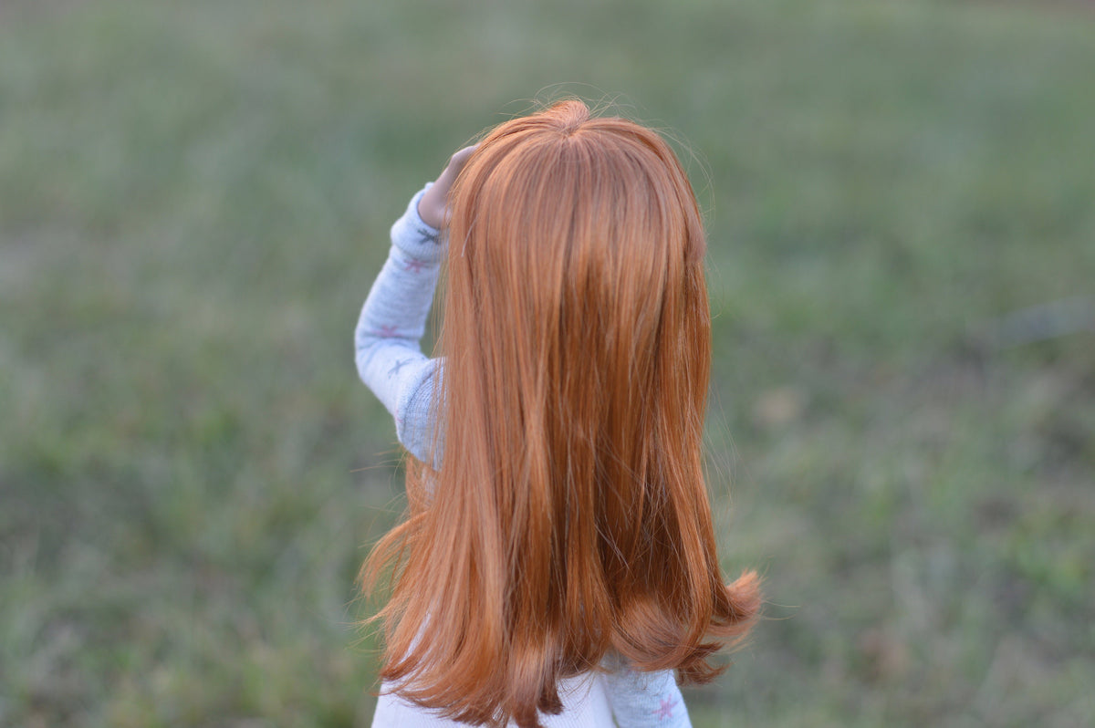 Custom doll Wig for Minifee 1/4 Bjd Dolls- "TAN CAPS" 6-7" head size of Bjd, msd, Boneka ,Fairyland Minifee dolls mohair red