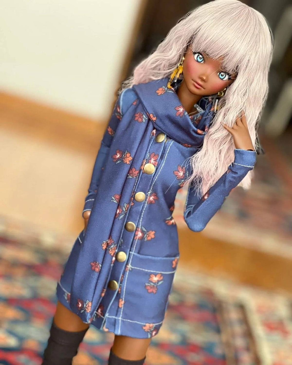 Custom doll WIG for Smart Dolls- Heat Safe-Tangle Resistant- 8.5" head size of Bjd, SD Zazou Dolls  grey Pink ombre