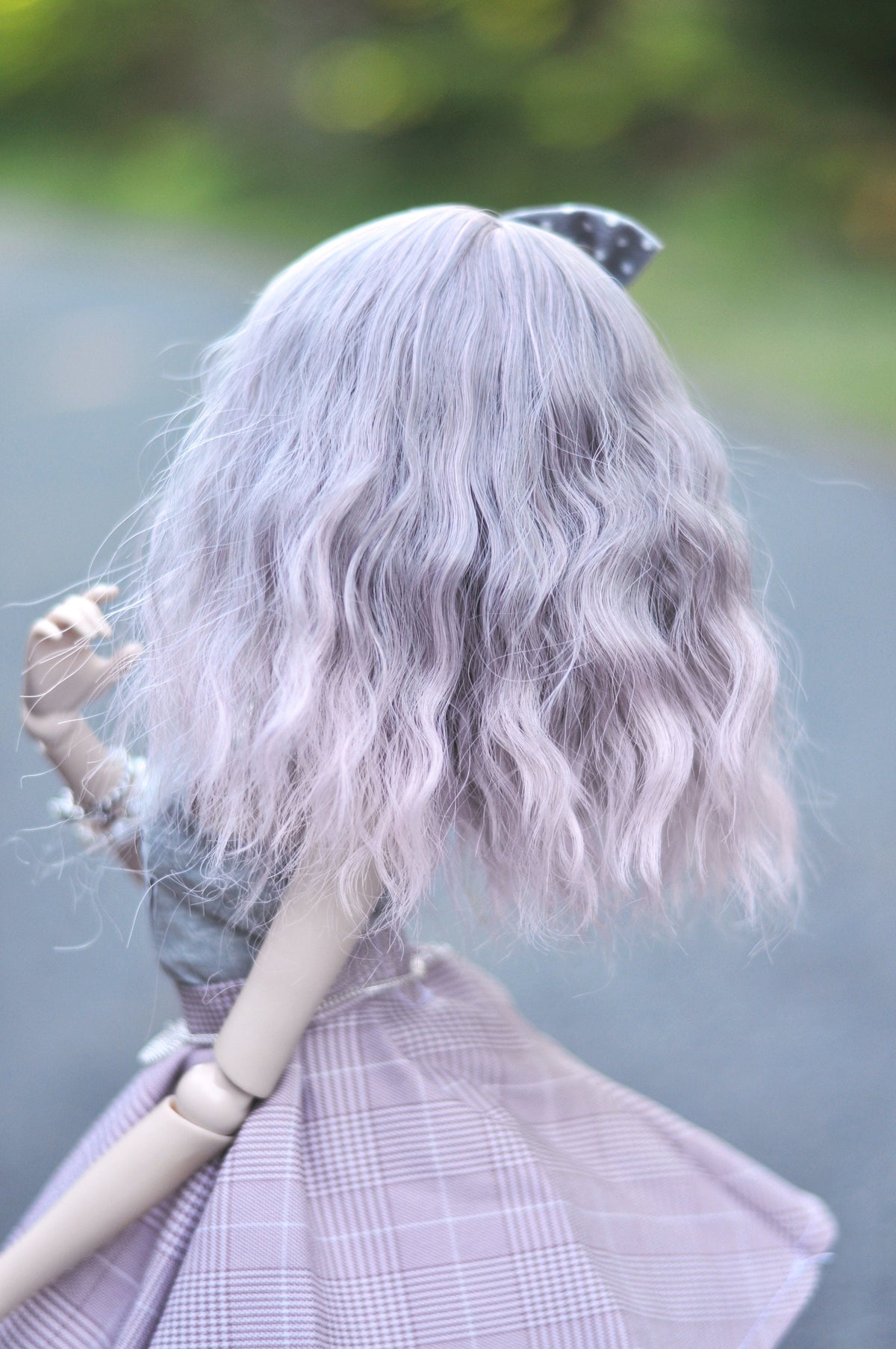 Custom doll WIG for Smart Dolls- Heat Safe-Tangle Resistant- 8.5" head size of Bjd, SD Zazou Dolls  grey Pink ombre