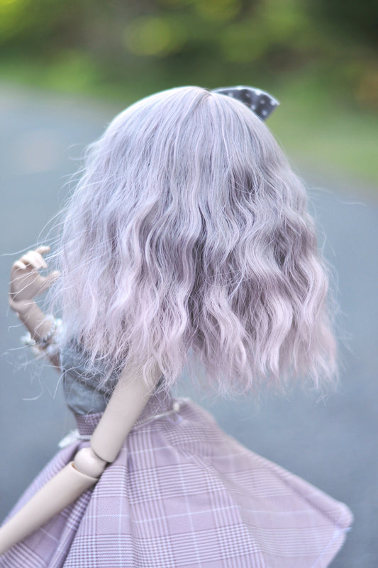 Custom doll WIG for Smart Dolls- Heat Safe-Tangle Resistant- 8.5" head size of Bjd, SD Zazou Dolls  grey Pink ombre