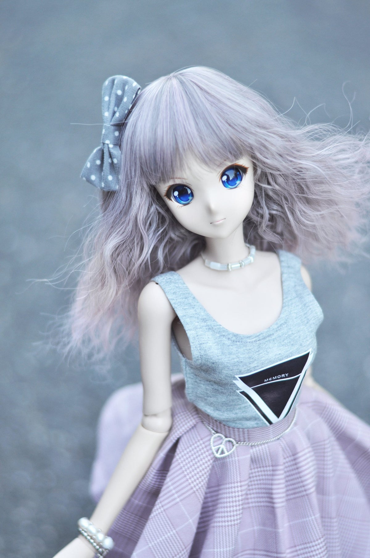 Custom doll WIG for Smart Dolls- Heat Safe-Tangle Resistant- 8.5" head size of Bjd, SD Zazou Dolls  grey Pink ombre