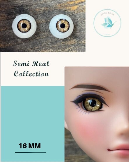 Semi Real Smart Doll Eyes  doll eye replacement, 16 mm Fit BJD, Smart Dolls, Volks Dollfie Dream, MDD, and similar