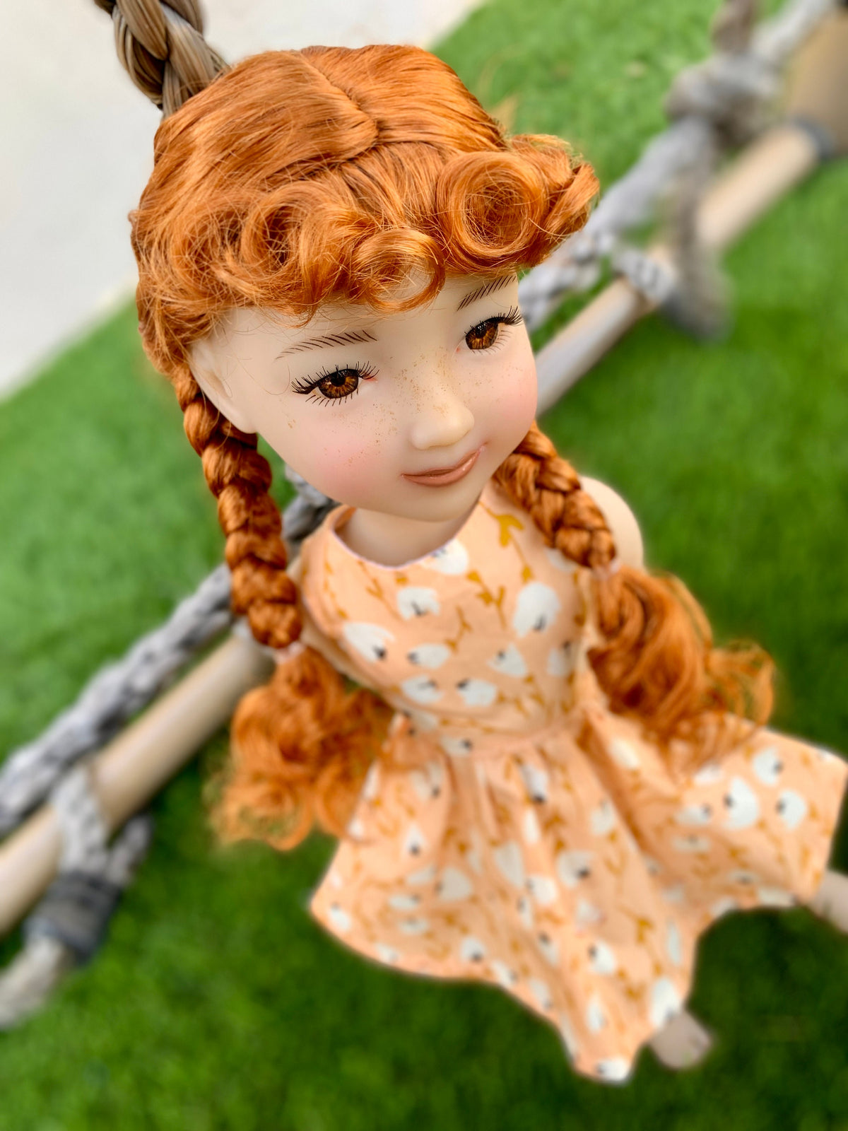 Custom doll WIG Exclusive Vegan Mohair-fits 8-9" head size Kaye Wiggs, Rrff, Meadowdolls Dumplings , bjd, "Stretch Fit" BRAIDS
