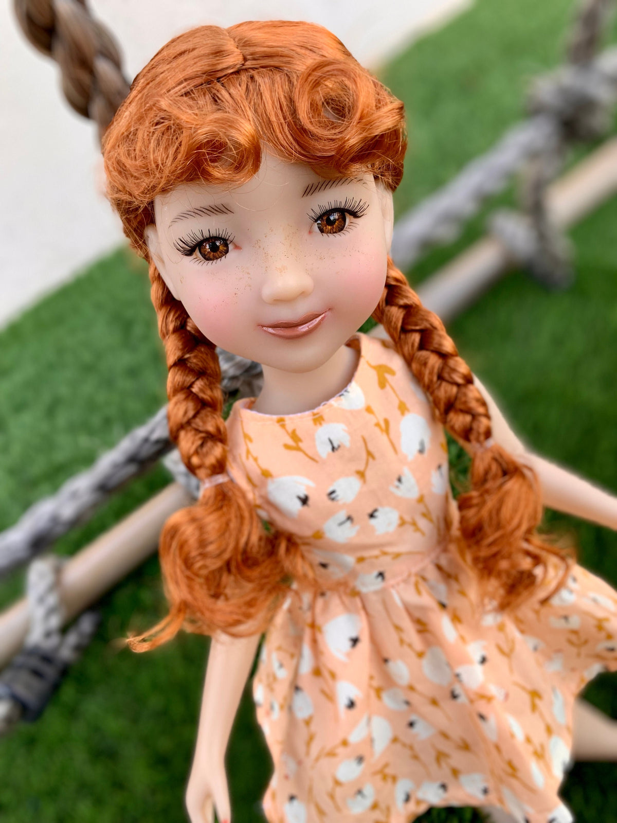 Custom doll WIG Exclusive Vegan Mohair-fits 8-9" head size Kaye Wiggs, Rrff, Meadowdolls Dumplings , bjd, "Stretch Fit" BRAIDS