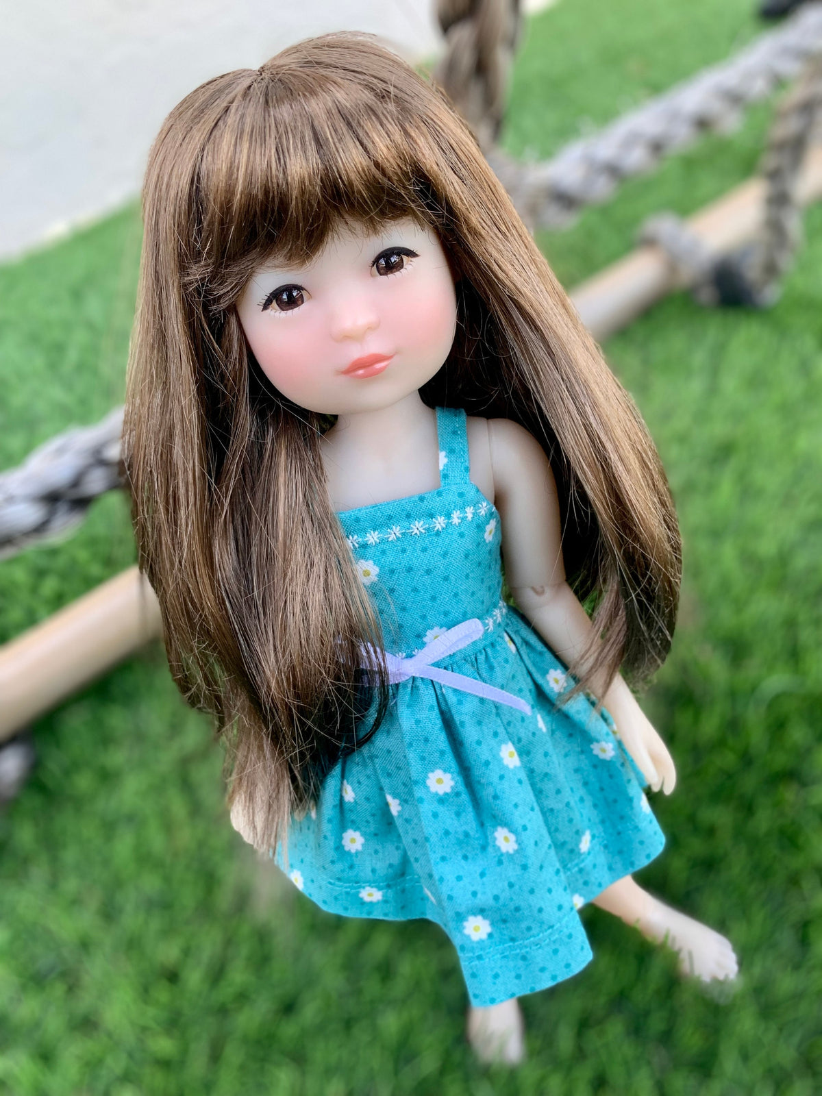Zazou Custom WIG for 13" Dianna Effner Little Darling head size 7-8" siblings, Ellowyne, My Meadow Avery, Liz Frost  "Stretch Cap"