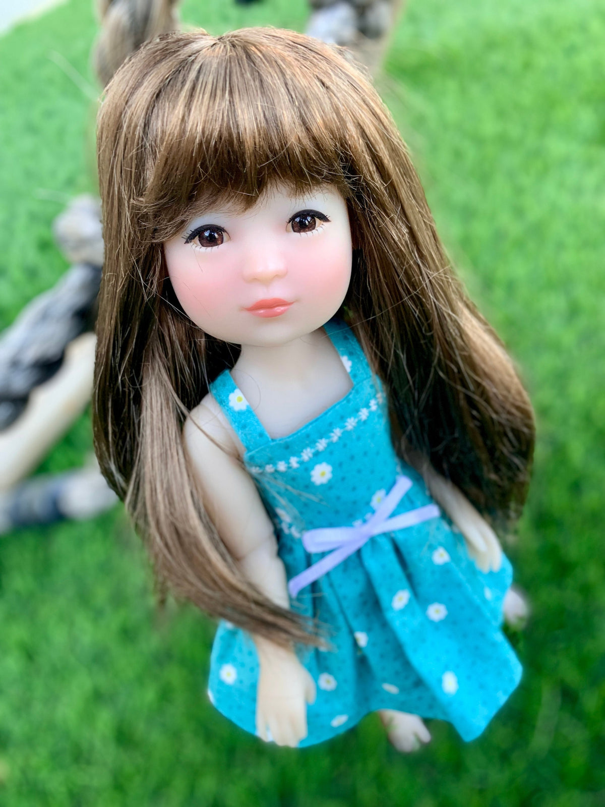 Zazou Custom WIG for 13" Dianna Effner Little Darling head size 7-8" siblings, Ellowyne, My Meadow Avery, Liz Frost  "Stretch Cap"