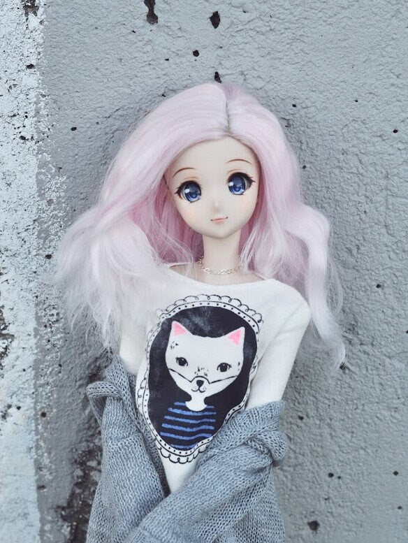 Custom doll Wig for Smart Dolls- Heat Safe - Tangle Resistant- 8.5" head size of Bjd, SD, Dollfie Dream dolls Pink ombre Zazou Dolls