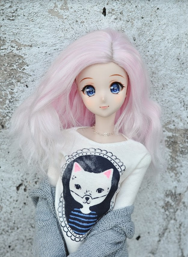 Custom doll Wig for Smart Dolls- Heat Safe - Tangle Resistant- 8.5" head size of Bjd, SD, Dollfie Dream dolls Pink ombre Zazou Dolls