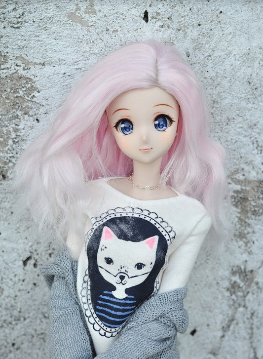 Custom doll Wig for Smart Dolls- Heat Safe - Tangle Resistant- 8.5" head size of Bjd, SD, Dollfie Dream dolls Pink ombre Zazou Dolls