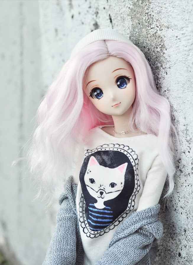 Custom doll Wig for Smart Dolls- Heat Safe - Tangle Resistant- 8.5" head size of Bjd, SD, Dollfie Dream dolls Pink ombre Zazou Dolls