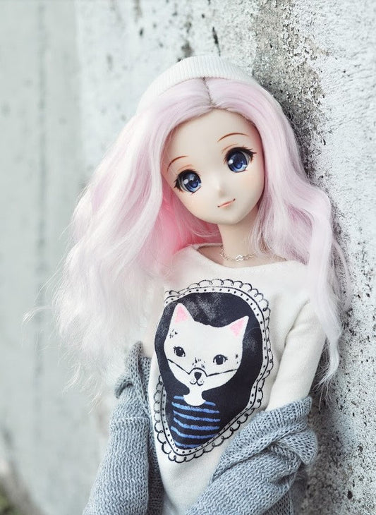 Custom doll Wig for Smart Dolls- Heat Safe - Tangle Resistant- 8.5" head size of Bjd, SD, Dollfie Dream dolls Pink ombre Zazou Dolls