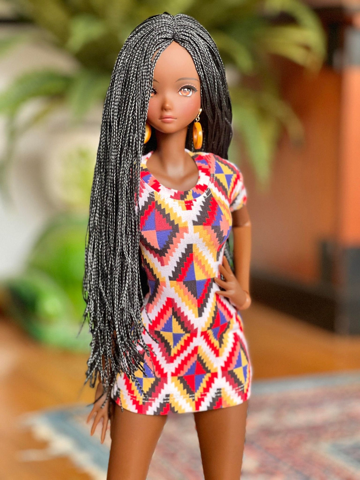 Custom doll WIG for Smart Dolls- Heat Safe - Tangle Resistant- 8.5" head size of Bjd, Sd, Dollfie Dream Micro Braids Zazou Dolls