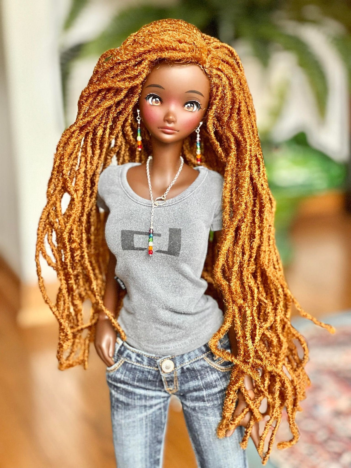 Custom doll WIG for Smart Dolls-Tangle Resistant- 8.5" head size of Bjd, SD, Dollfie Dream dolls braided locs Zazou  Dolls