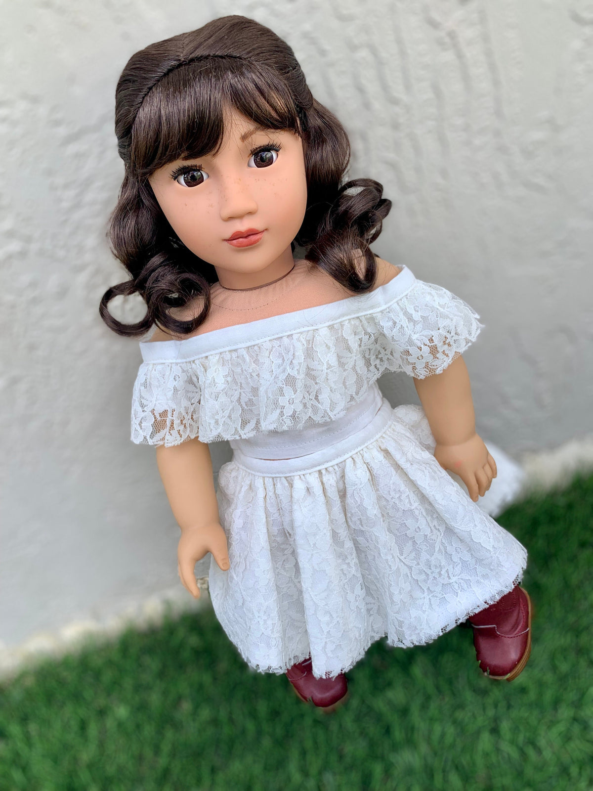 PREORDER Zazou Signature Vegan Mohair™ Fiber for 18 Inch doll - 11" Head Size "Stretch Cap" | Made to Fit 18’’ American Doll OG Meadowdolls