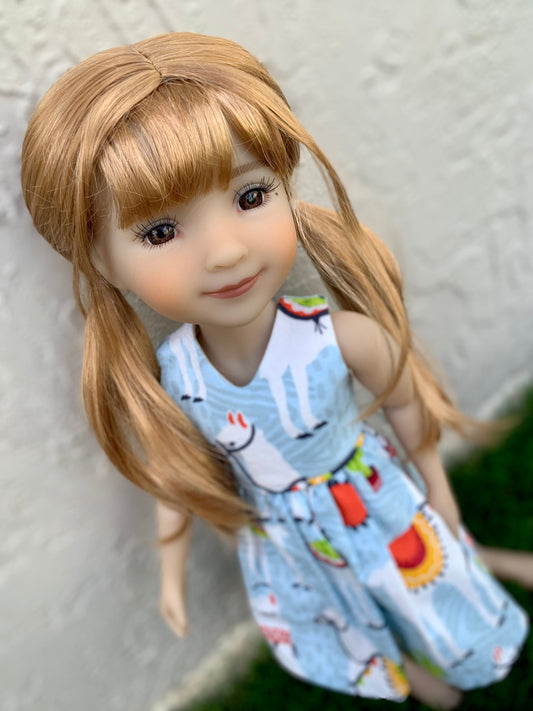 Custom doll WIG Exclusive Vegan Mohair-fits 9-10" head size Kaye Wiggs, RRFF, ww, bjd, Girl for All Time "Loose Fit"  pigtails