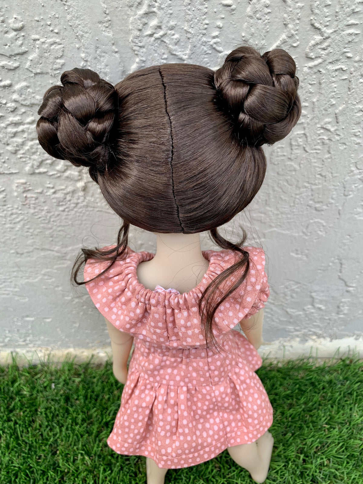 Custom doll WIG Exclusive Vegan Mohair-fits 9-10" head size Kaye Wiggs, RRFF, Wellie Dolls, bjd, Girl for All Time"Loose Fit"  Buns