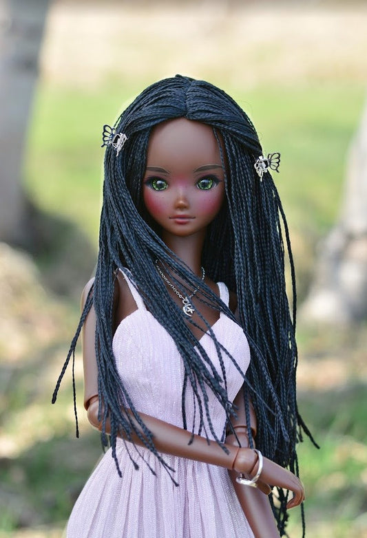 Custom doll WIG for Smart Dolls- Heat Safe - Tangle Resistant- 8.5" head size of Bjd, Sd, Dollfie Dream Micro Braids Zazou Dolls