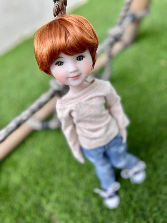 PREORDER Zazou Custom doll WIG Exclusive Vegan Mohair-fits 9-10" head size Kaye Wiggs, RRFF, Wellie Dolls, bjd, "Loose Fit"  Boy