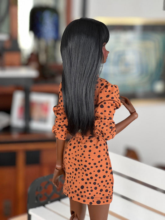 PREORDER Custom doll Wig for Smart Dolls- Black Cap - Tangle Resistant- 8.5" head size of Bjd, SD, Dollfie Dream dolls Vegan Mohair Zazou