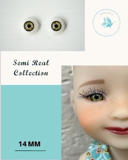 Natural Eyes for Ruby Red Fashion, realistic doll eyes, doll eyes replacement, 14mm Fit RRFF, BJD, reborn Free Tutorial/ no cutting Zazou