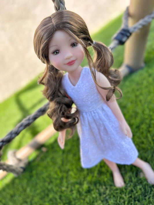 PREORDER Custom doll WIG Exclusive Vegan Mohair-fits 9-10" head size Kaye Wiggs, RRFF, Wellie Dolls, bjd, "Loose Fit" Zazou Dolls