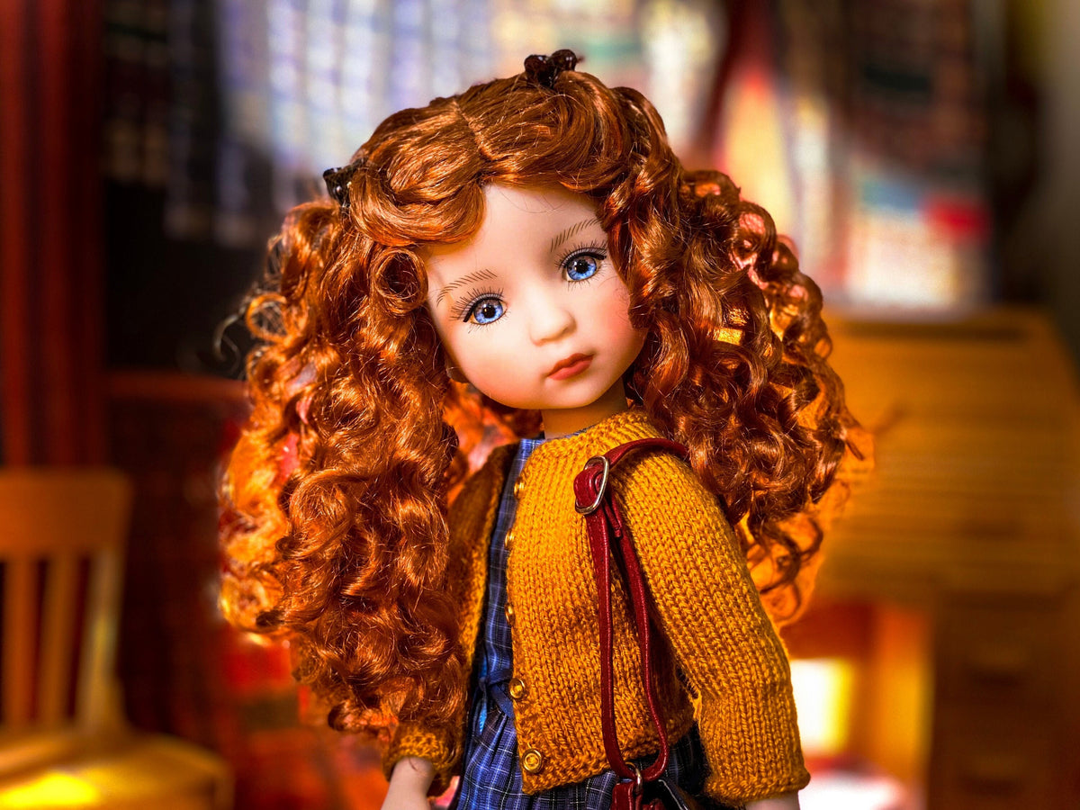 Custom doll WIG Exclusive Vegan Mohair-fits 8-9" head size Kaye Wiggs, Rrff, Meadowdolls Dumplings , bjd, "Stretch Fit" BRAIDS