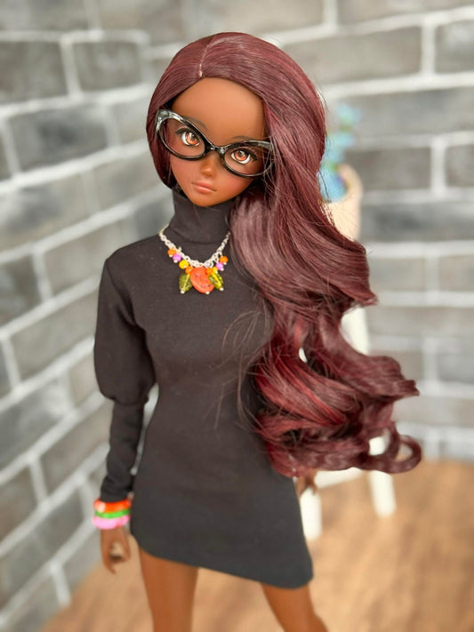 Custom doll WIG for Smart Dolls- Heat Safe -Tangle Resistant- 8.5" head size of Bjd, Sd, Dollfie Dream dolls  curls "TAN CAPS" Zazou