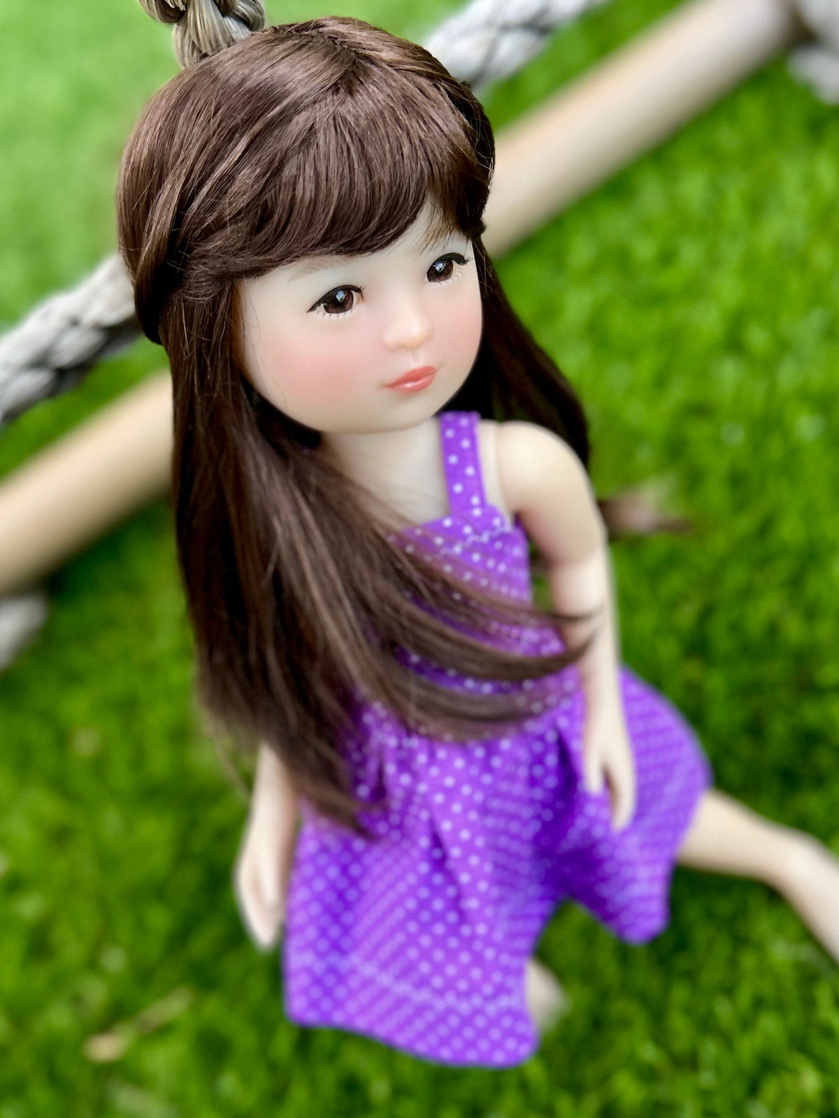 zazou  Custom WIG for 13" Dianna Effner Little Darling head size 7-8" siblings, Ellowyne, My Meadow Avery, "Stretch Cap »