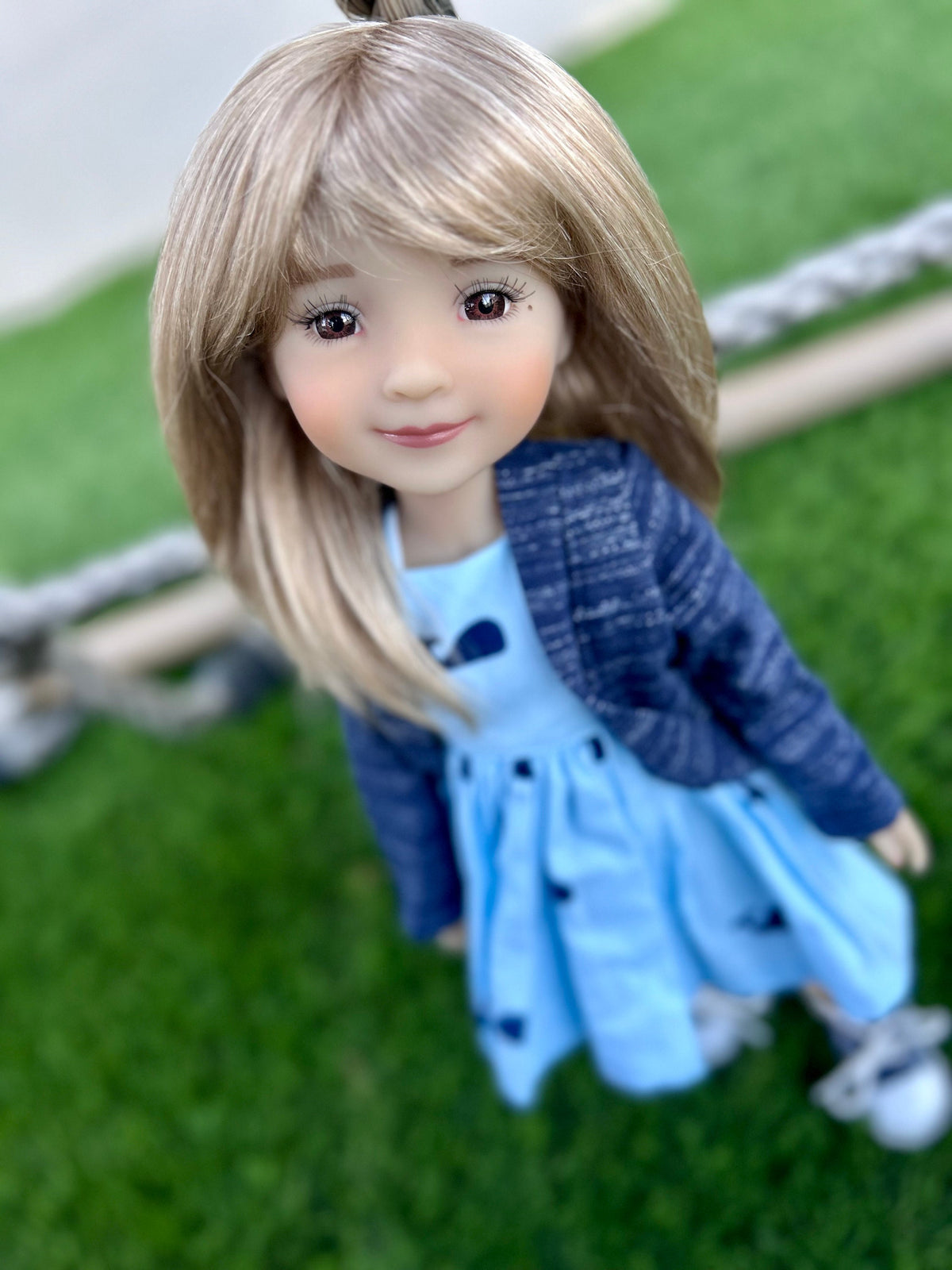 PREORDER Zazou Exclusive Vegan Mohair Custom doll WIG fits 8-9" head size  RRFF, Meadowdolls Dumplings , bjd, "Stretch Fit" Curtain bangs