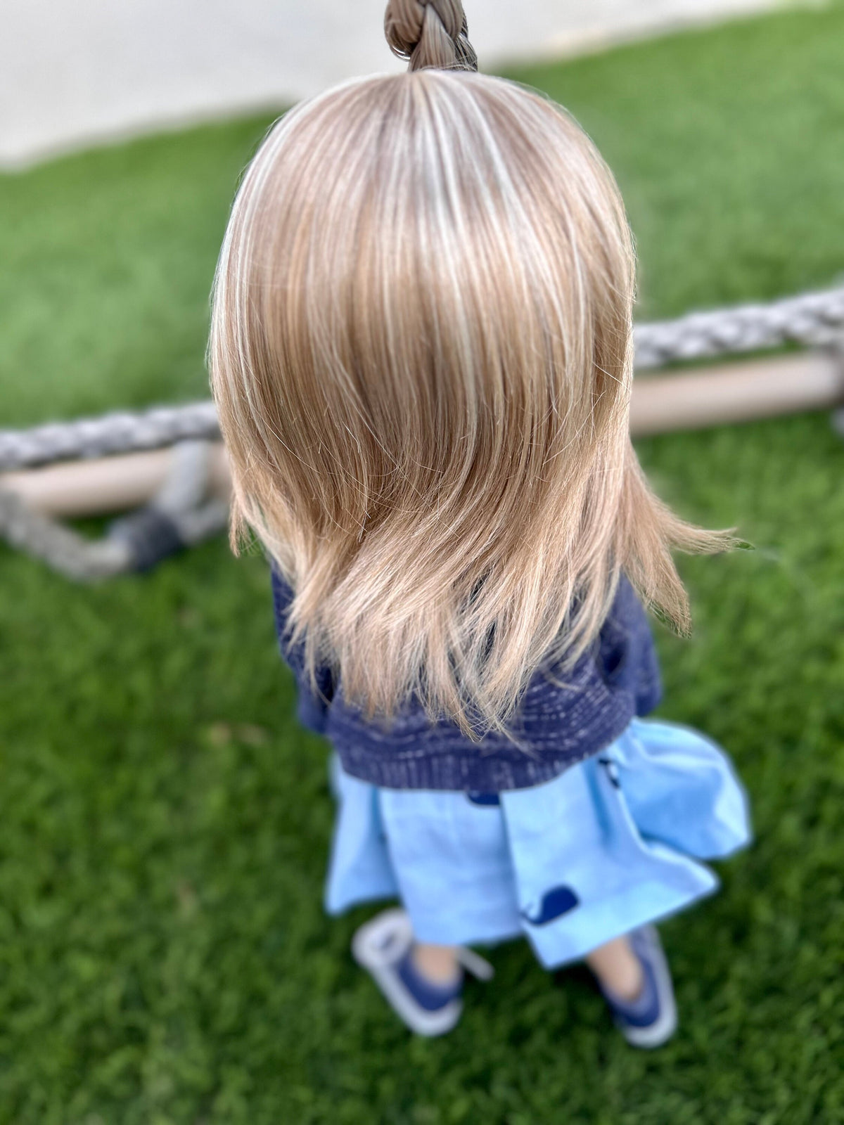 PREORDER Zazou Exclusive Vegan Mohair Custom doll WIG fits 8-9" head size  RRFF, Meadowdolls Dumplings , bjd, "Stretch Fit" Curtain bangs