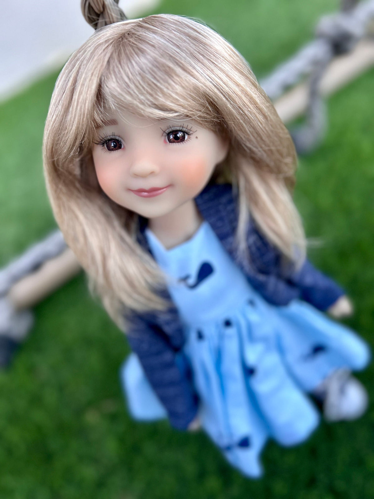 PREORDER Zazou Exclusive Vegan Mohair Custom doll WIG fits 8-9" head size  RRFF, Meadowdolls Dumplings , bjd, "Stretch Fit" Curtain bangs
