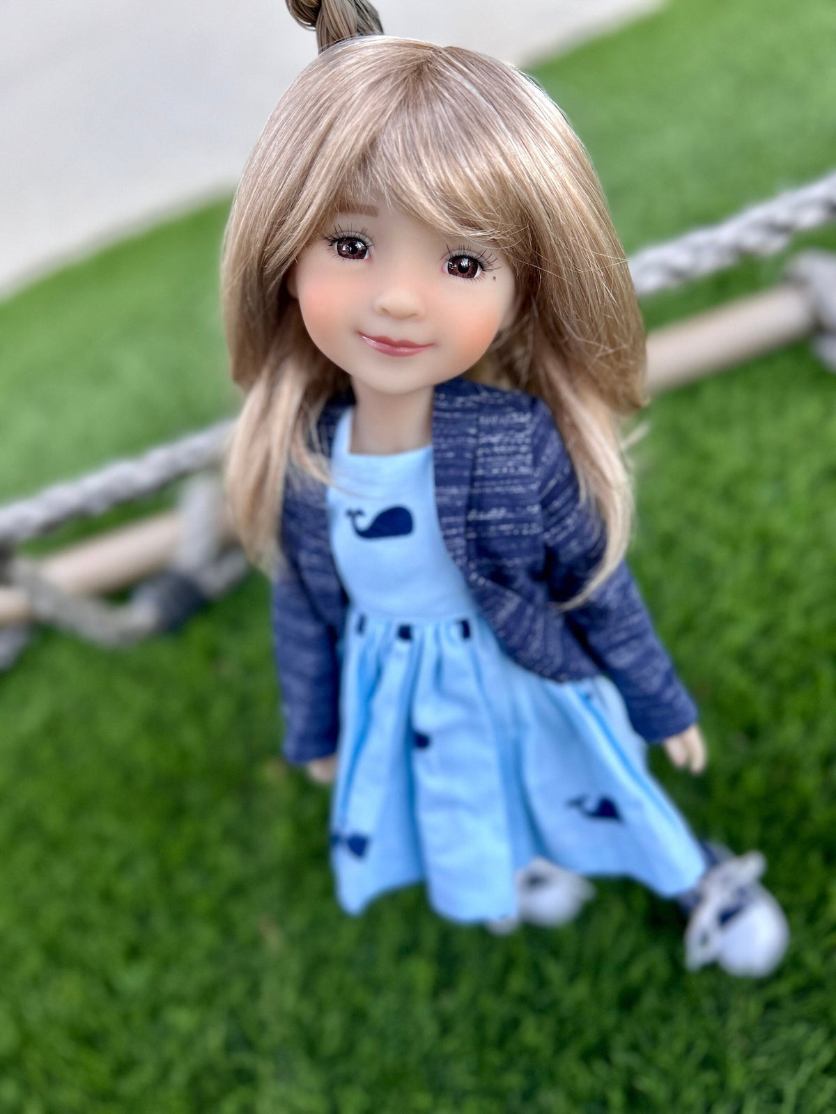 PREORDER Zazou Exclusive Vegan Mohair Custom doll WIG fits 8-9" head size  RRFF, Meadowdolls Dumplings , bjd, "Stretch Fit" Curtain bangs