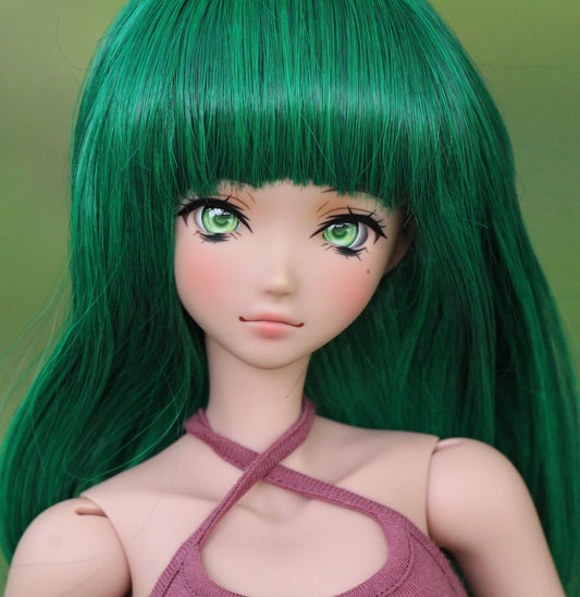 Custom doll Wig for Smart Dolls- "Tan Caps" 8-9" head size of Bjd, SD, Dollfie Dream dolls Green curls Zazou Dolls "Loose fit" Cap required