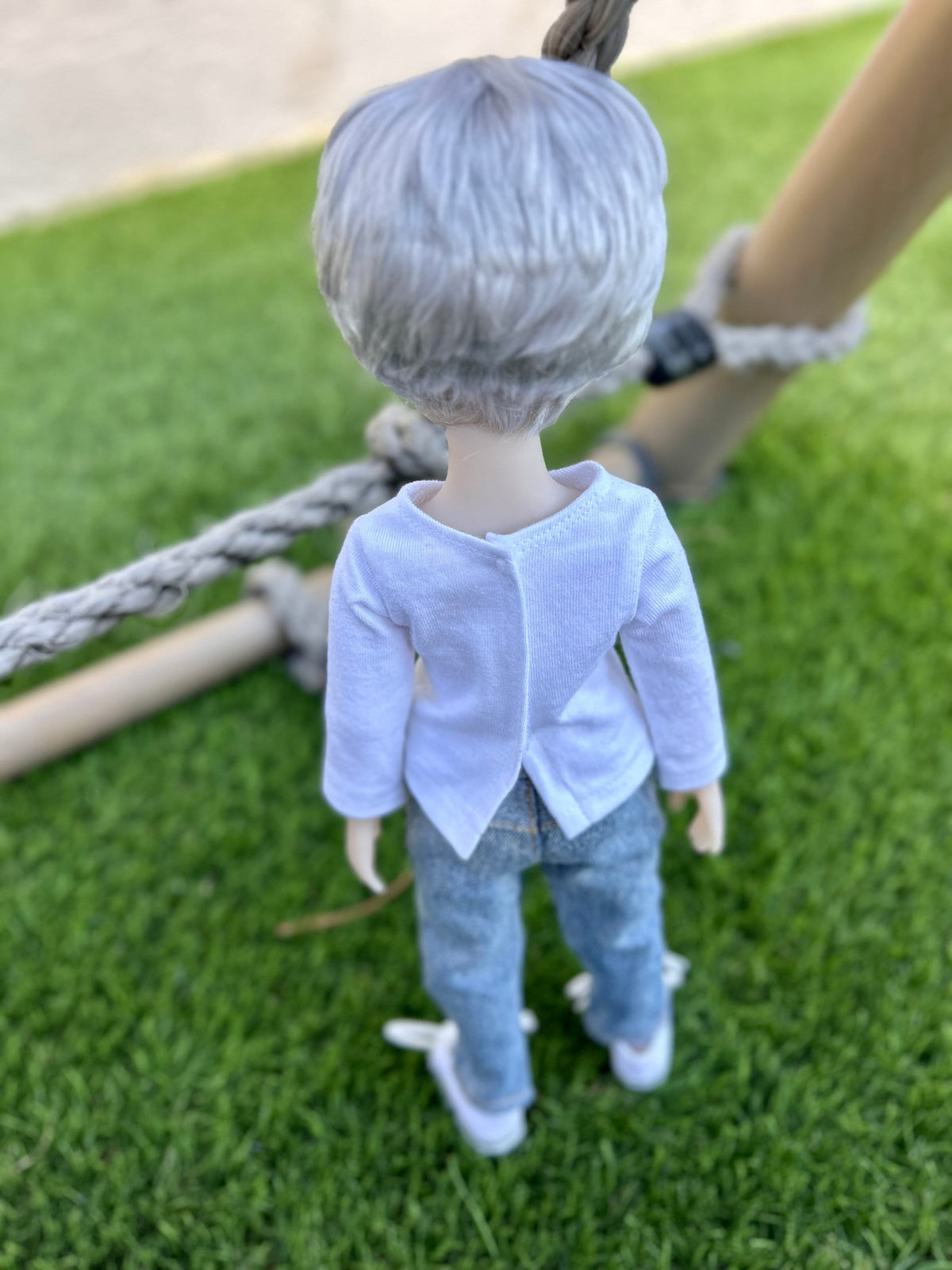 PREORDER Exclusive Vegan Mohair Custom doll WIG fits 8-9" head size Kaye Wiggs, RRFF, Meadowdolls Dumplings , bjd, "Stretch Fit" Silver