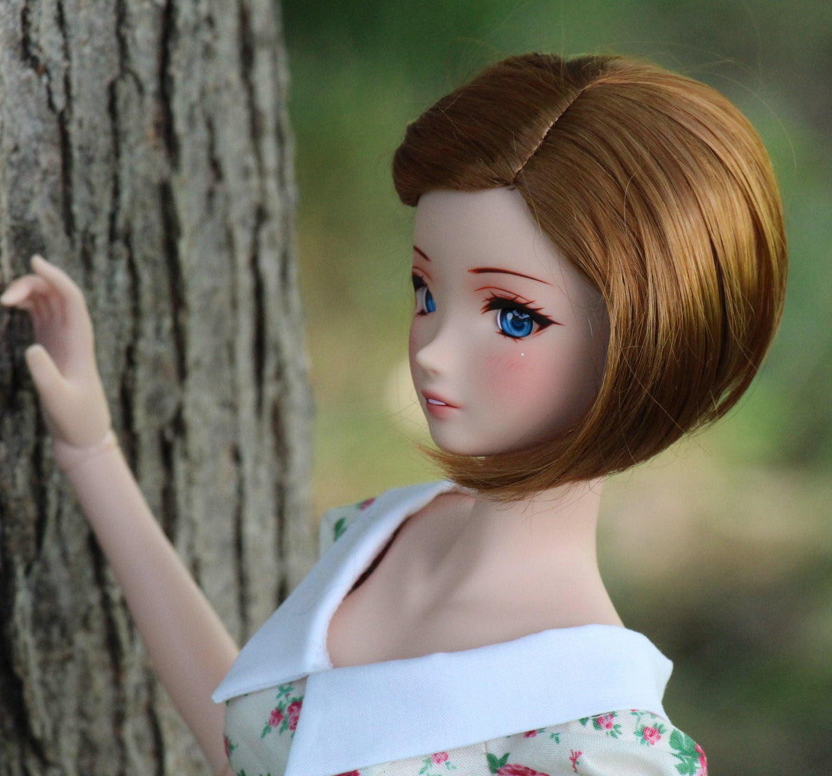 Custom doll Wig for Smart Dolls - Tangle Resistant- 8.5" head size of Bjd, SD, Dollfie Dream dolls Vegan Mohair Asymmetrical bob