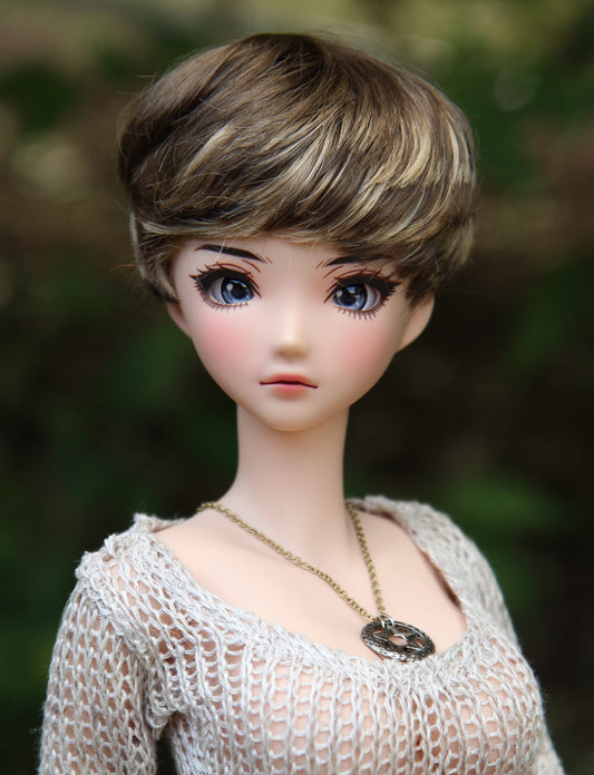 PREORDER Zazou Custom doll Wig for Smart Dolls - Tangle Resistant- 8.5" head size of Bjd, SD, Dollfie Dream dolls Brown Vegan Mohair BOY