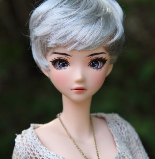 Zazou Custom doll Wig for Smart Dolls-Tangle Resistant- 8.5" head size of Bjd, SD, Dollfie Dream dolls Silver Vegan Mohair BOY PREORDER