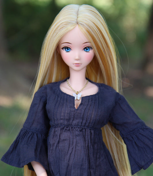 Zazou Dolls Custom doll Wig for Smart Dolls- Tangle Resistant- 8.5" head size of Bjd, SD, Dollfie Dream dolls Blonde Vegan Mohair