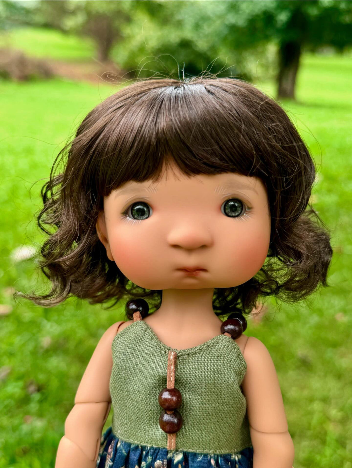 Zazou Custom WIG for 13" Dianna Effner Little Darling head size 7-8" Siblings, Ellowyne, Meadowdolls Dumplings , Mini Pal   "Stretch Cap"