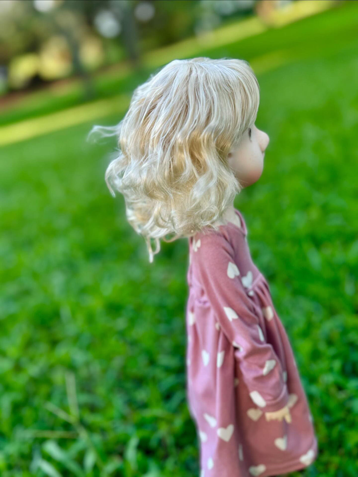 Custom doll WIG Exclusive Vegan Mohair-fits 9-10" head size Moppie Dolls, RRFF, Wellie Dolls, bjd, Girl for All Time "Loose Fit"
