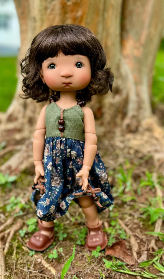 Zazou Custom WIG for 13" Dianna Effner Little Darling head size 7-8" Siblings, Ellowyne, Meadowdolls Dumplings , Mini Pal   "Stretch Cap"