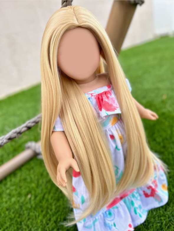 Zazou American doll custom wig for 18" Dolls - Tangle Resistant - fits 11" size of 18" dolls American doll  OG Blythe BJD Gotz