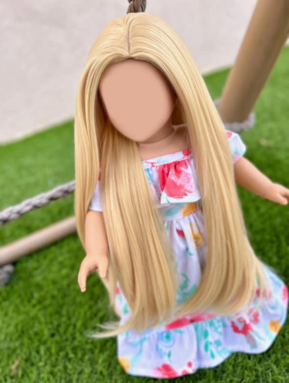Zazou American doll custom wig for 18" Dolls - Tangle Resistant - fits 11" size of 18" dolls American doll  OG Blythe BJD Gotz