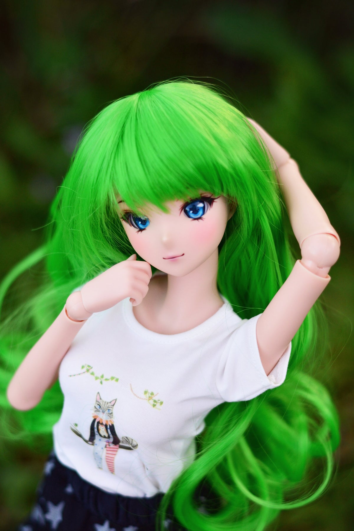 Custom doll WIG for Smart Dolls- Heat Safe- Tangle Resistant- 8.5" head size Bjd, Sd dolls "Tan Caps" C.C Lelouch Zazou Dolls Green