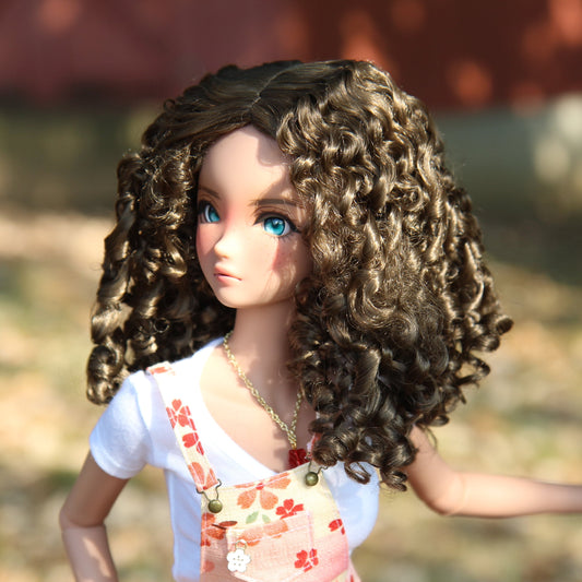 Zazou Dolls Custom doll Wig for Smart Dolls - Tangle Resistant- 8" head size of Bjd, SD, Brown curls
